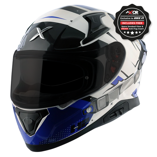 Axor Apex Full Face Helmet - Hex 2 White Blue