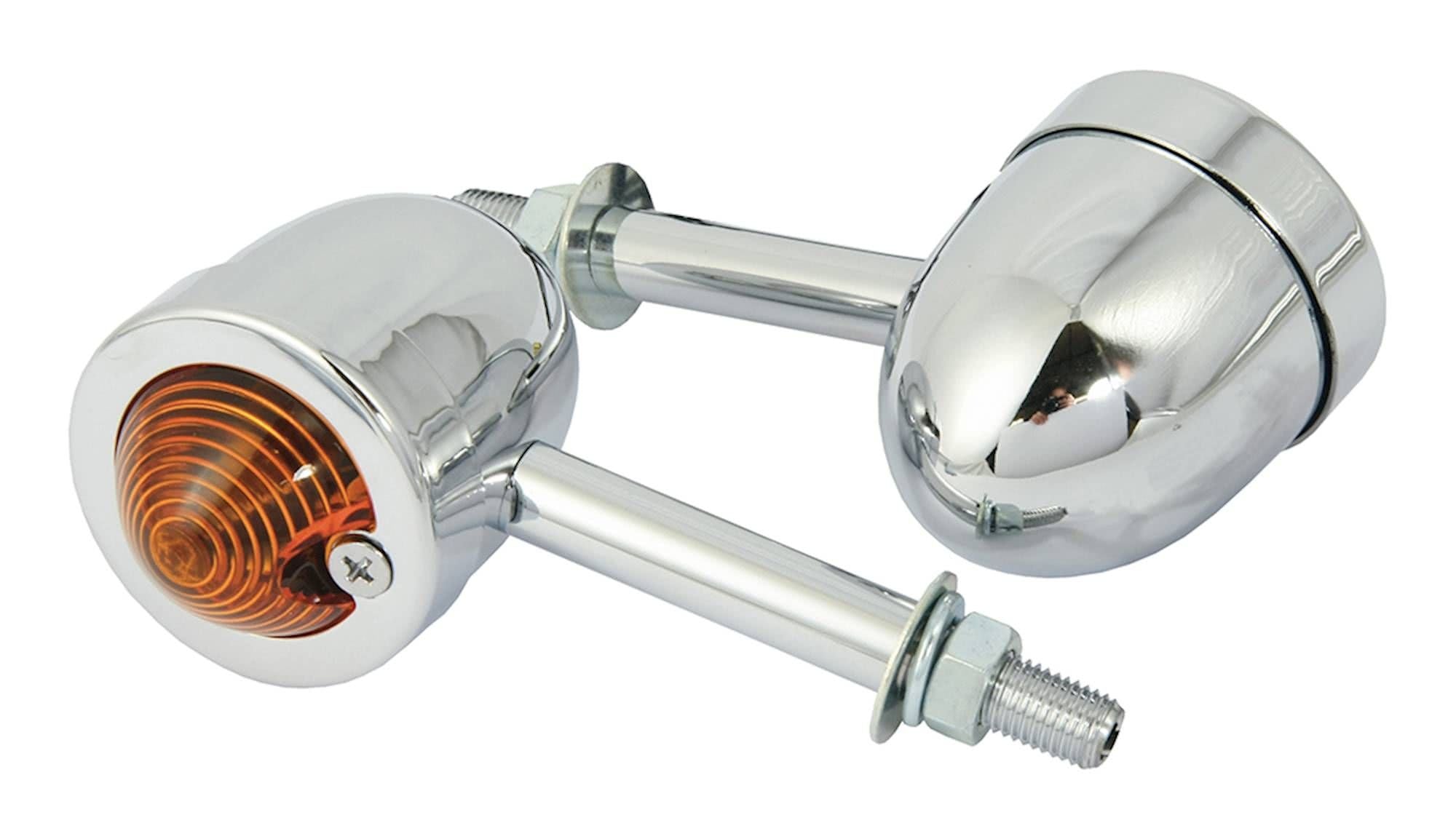 Bike It Long Stem Mini Custom Indicators With Chrome Body And Amber Le ...