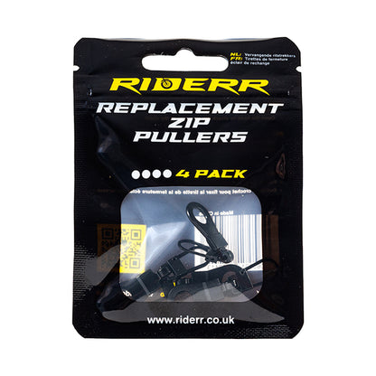 RIDERR REPLACEMENT ZIP PULLERS (4 PACK) BLACK