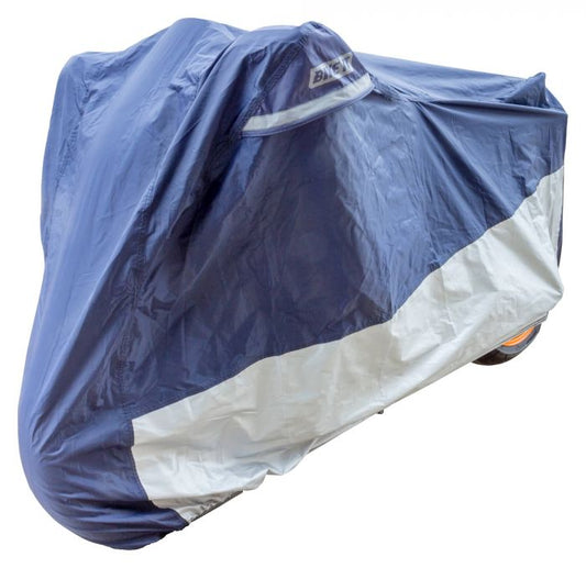 Bike It Deluxe Heavy Duty Rain Cover - Blue/Silver - Medium Fits Up To 600cc