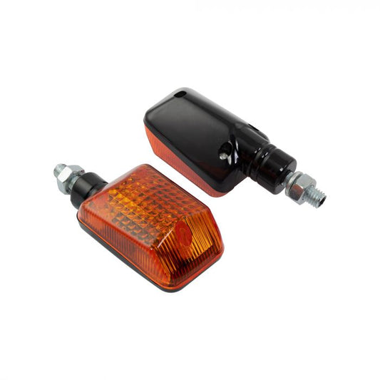 Bike It Short Stem Mini Indicators With Black Body And Amber Lens