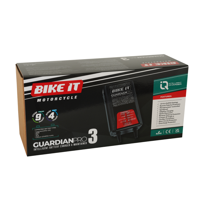 Bike It Guardian Pro 3 Intelligent Battery Charger and Maintainer 12/14.4V 3.8A